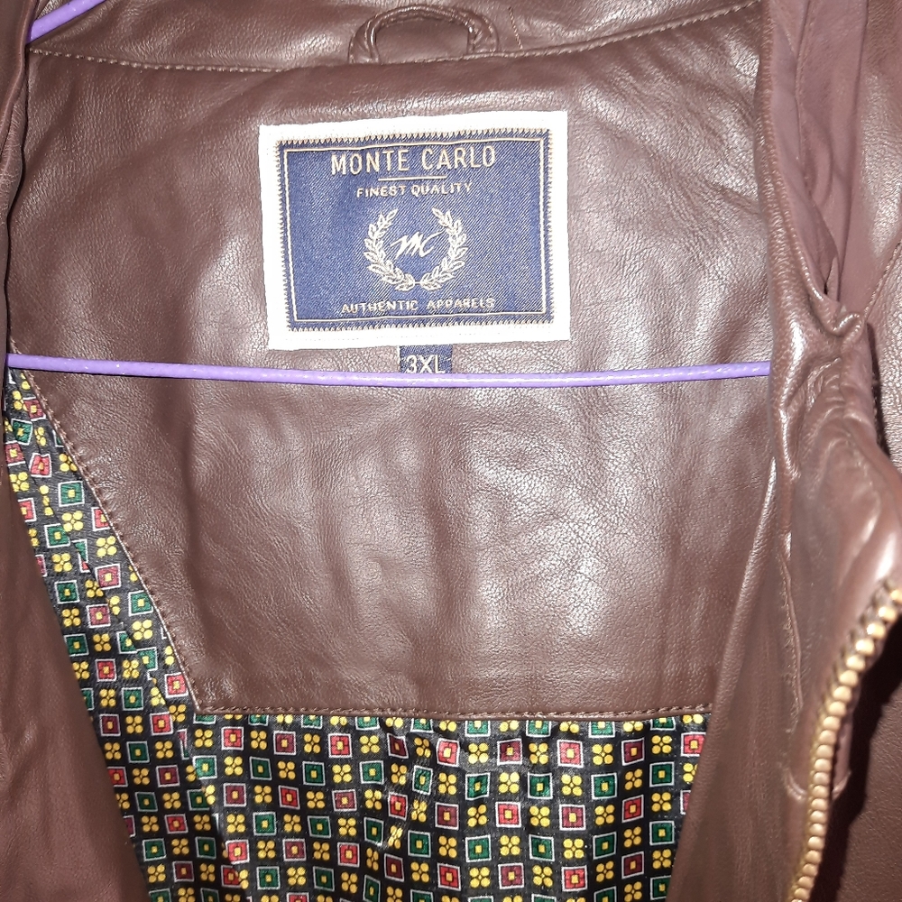 Monte Carlo Brown leather jacket SIZE: XXXL - Picture 4 of 8